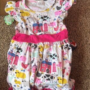 SHEIN Farm Print Kids Dress with Pink Accents